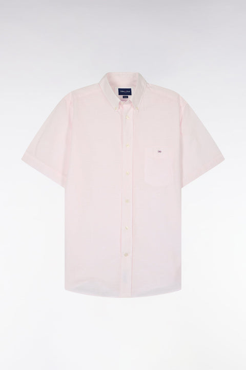 Chemise à manches courtes en coton jacquard rayé rose - Image 2