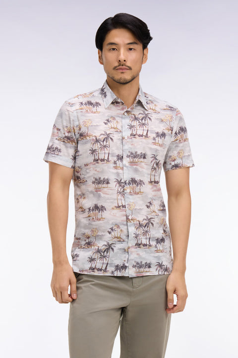 Chemise hawaïenne à manches courtes en coton imprimé coupe slim - Image 3