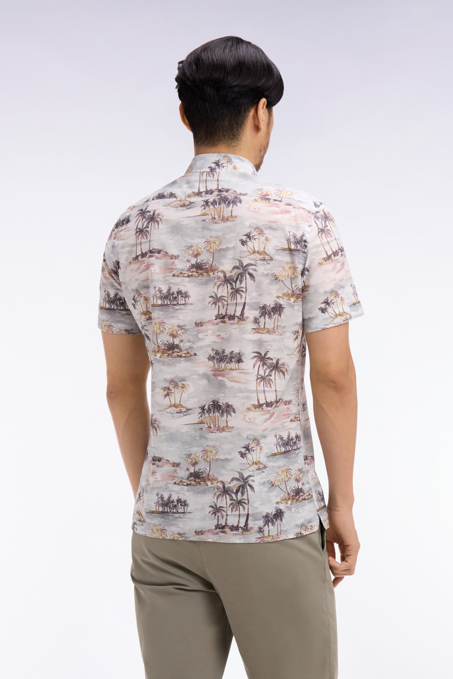 Chemise hawaïenne à manches courtes en coton imprimé coupe slim