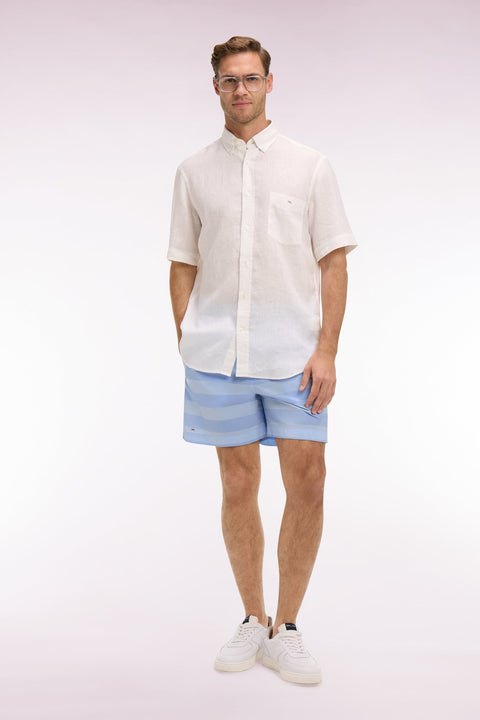 Chemise à manches courtes en lin blanc - Image 1