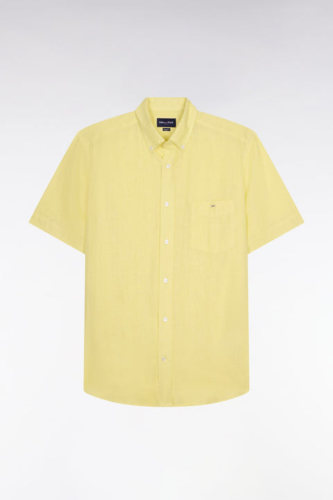 Chemise à manches courtes en lin jaune - Image 2