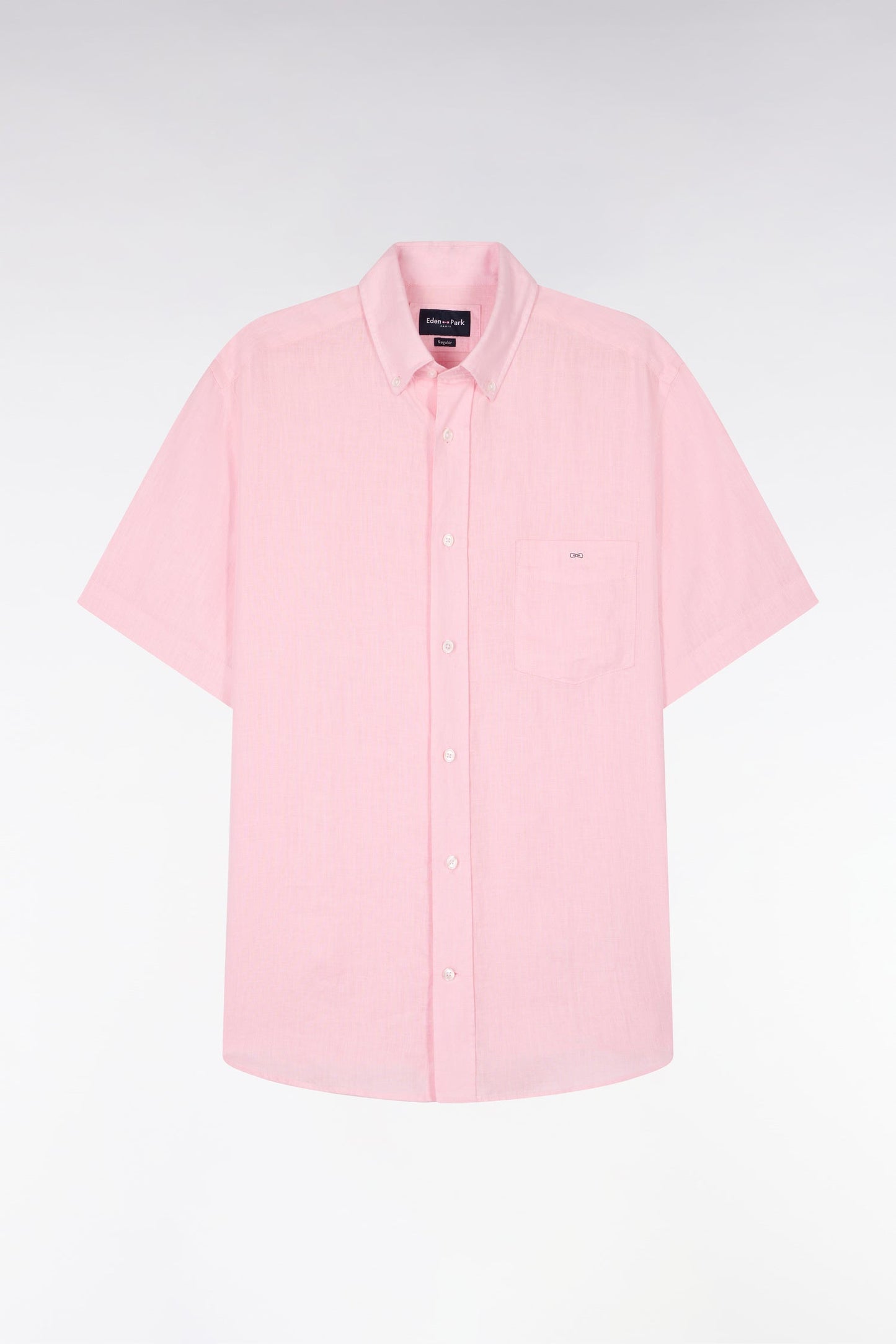 Chemise à manches courtes en lin rose clair