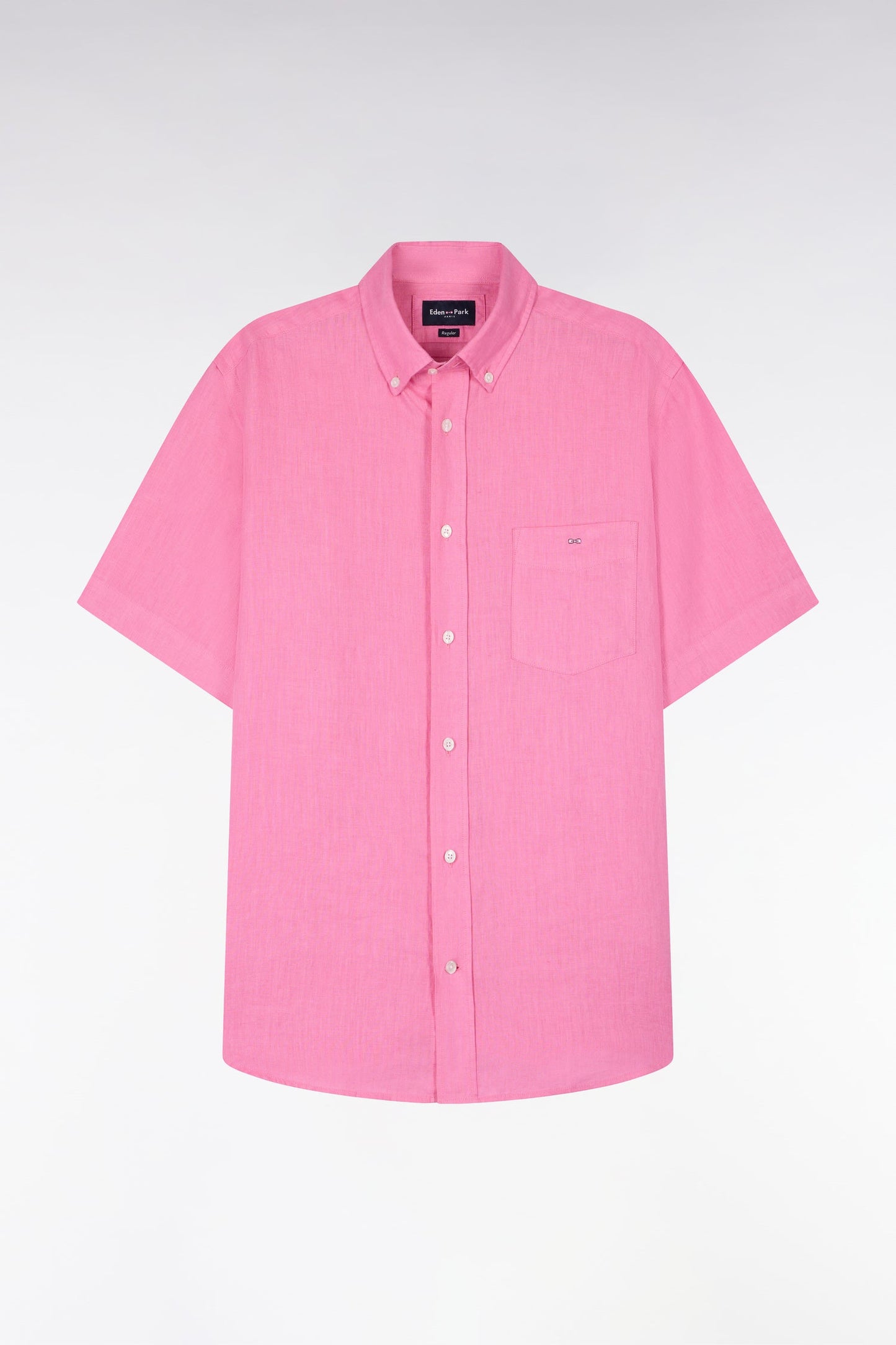 Chemise à manches courtes en lin rose