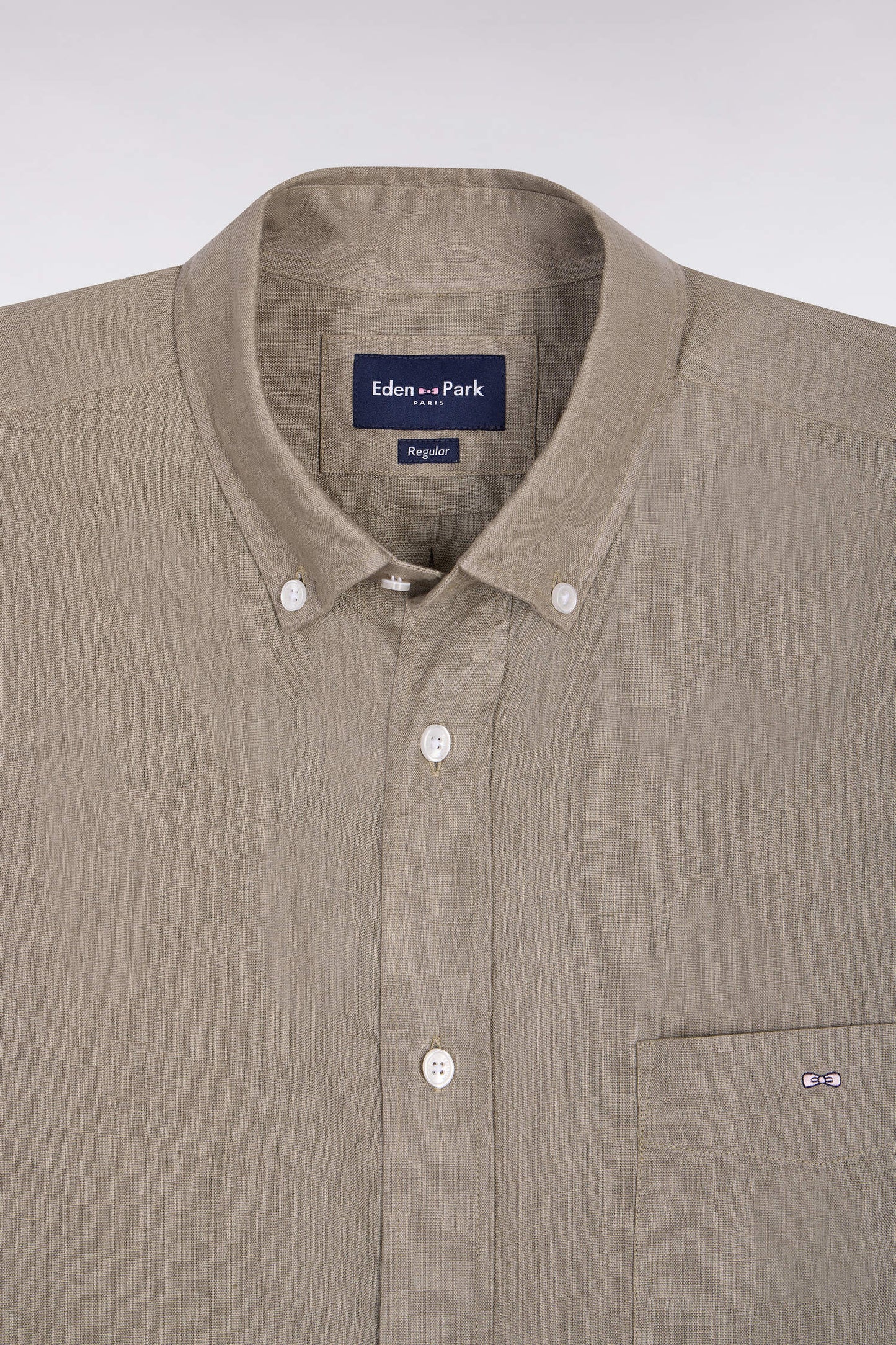 Chemise droite en lin marron
