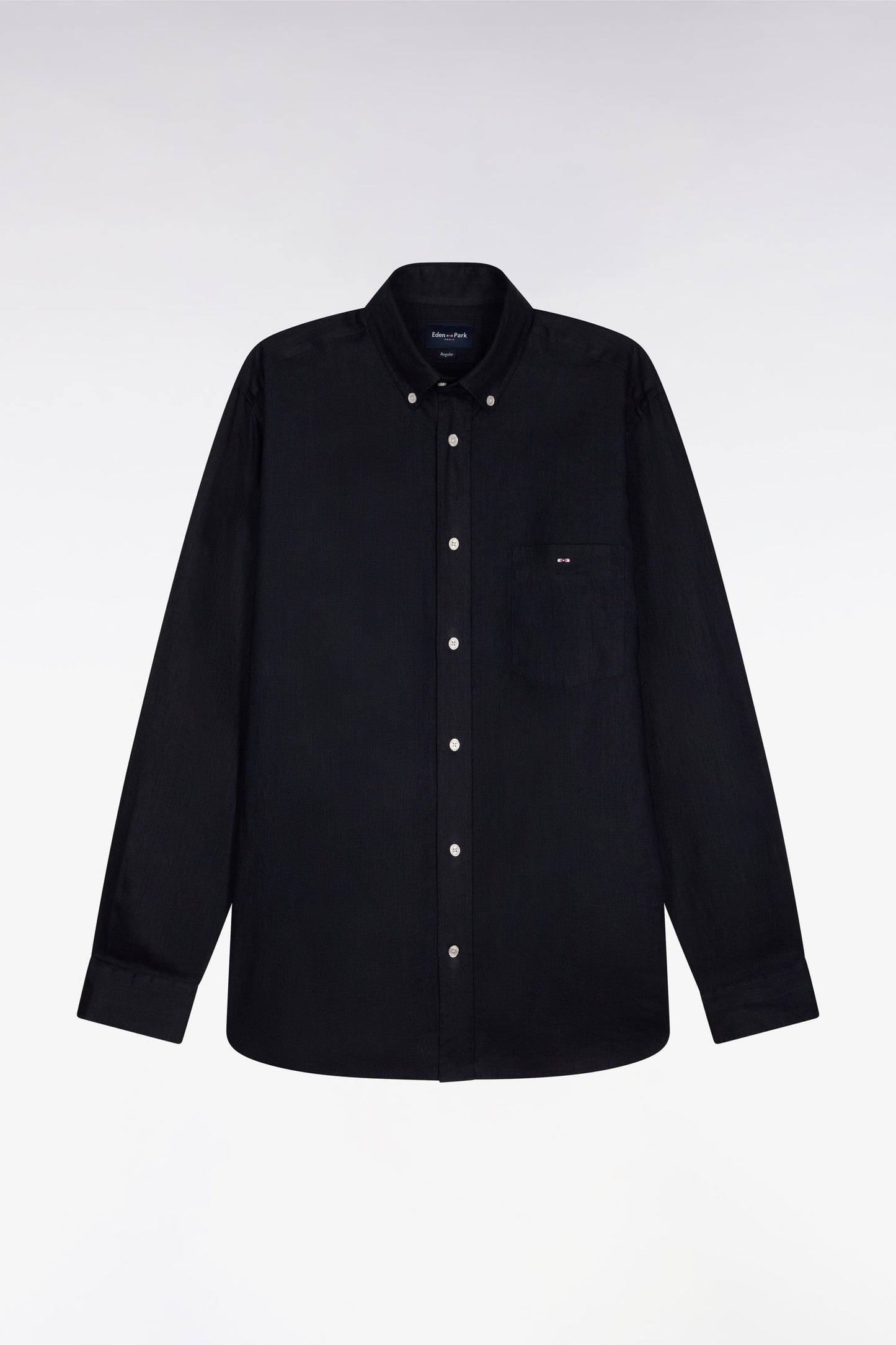 Chemise droite en lin marine