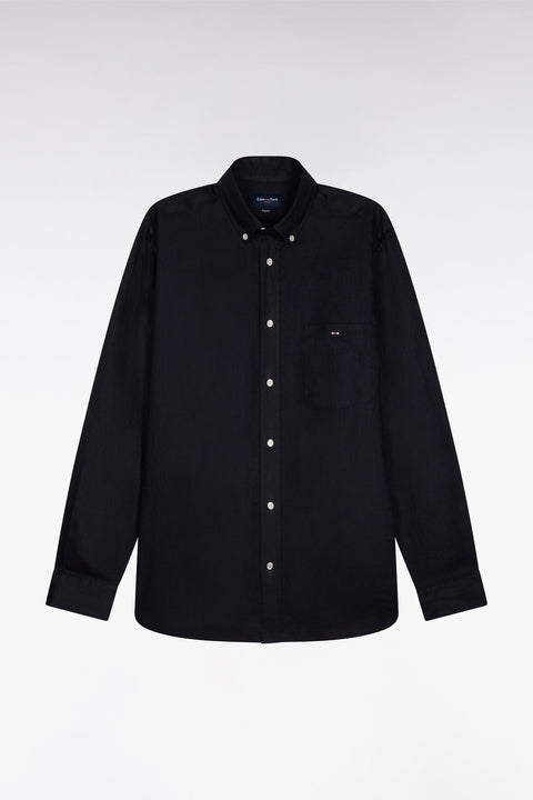 Chemise droite en lin marine - Image 2
