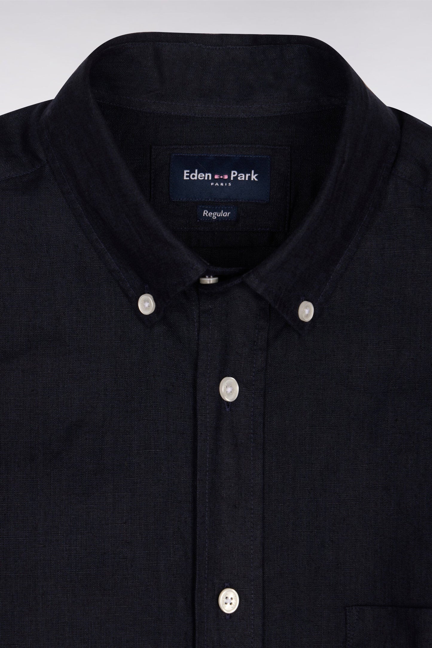 Chemise droite en lin marine