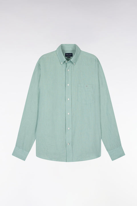 Chemise droite en lin vert d'eau - Image 2