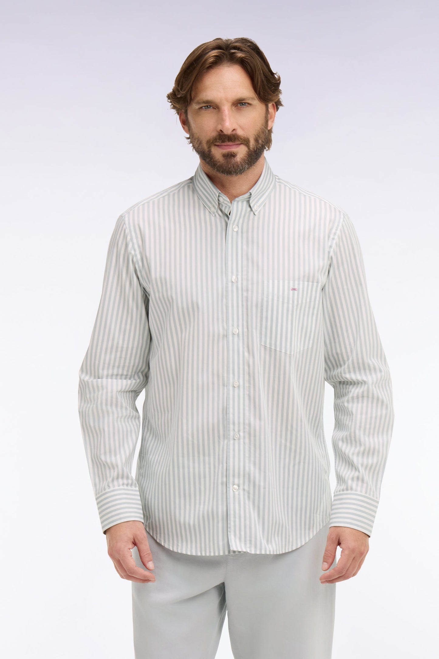 Chemise en coton ciel à rayures bâtons