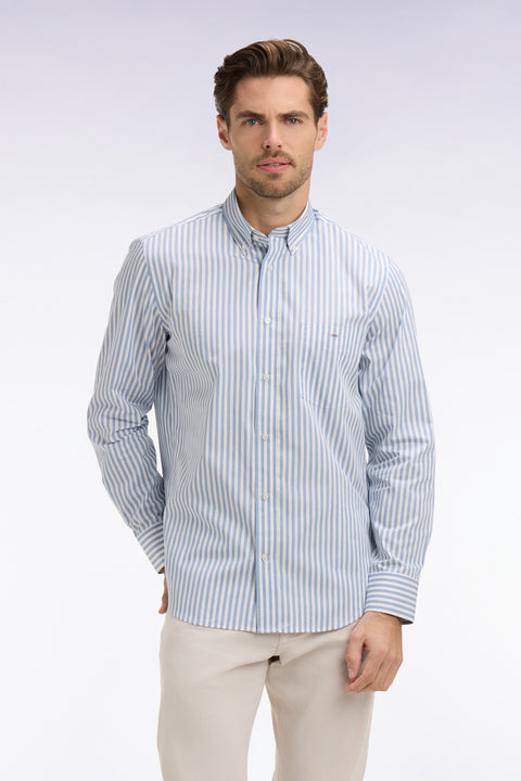 Chemise en coton bleu à rayures bâtons - Image 1