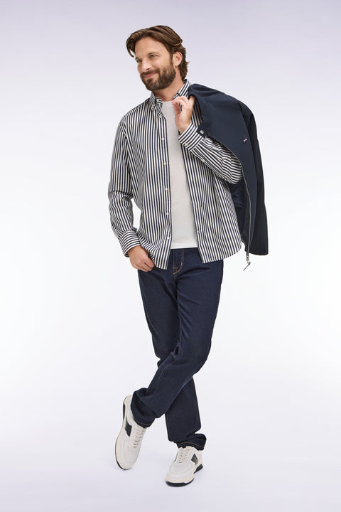 Chemise en coton marine à rayures bâtons - Image 1