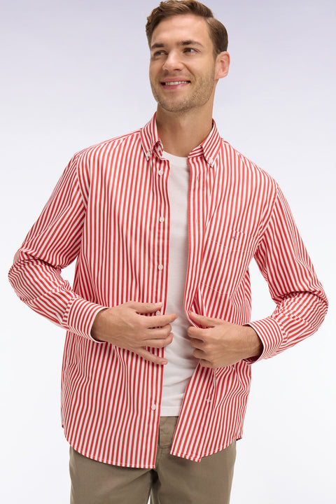 Chemise en coton rouge à rayures bâtons - Image 1