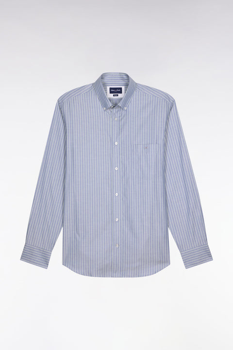 Chemise en coton pinpoint à rayures vert d'eau coupe regular - Image 2