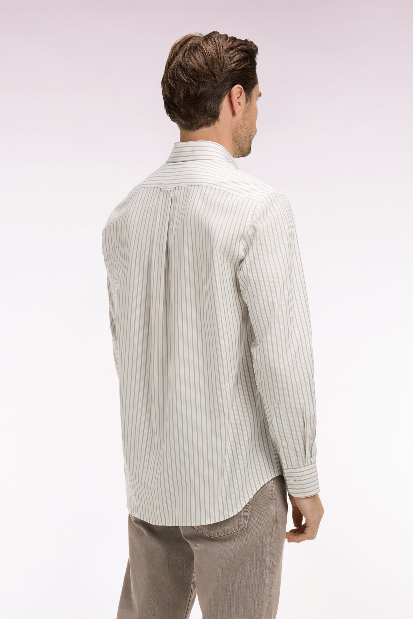 Chemise en coton pinpoint à rayures ciel coupe regular
