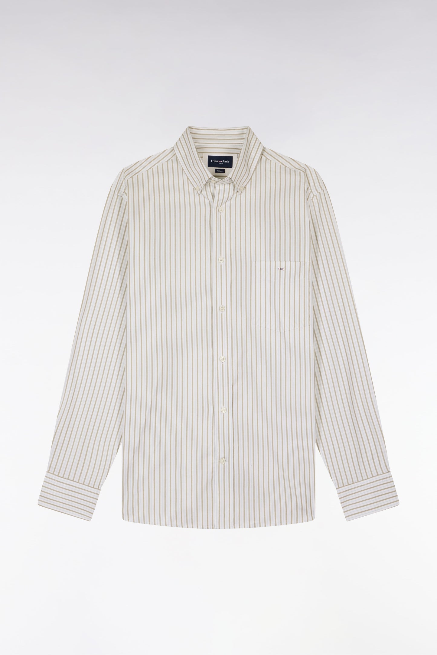Chemise en coton pinpoint à rayures ciel coupe regular