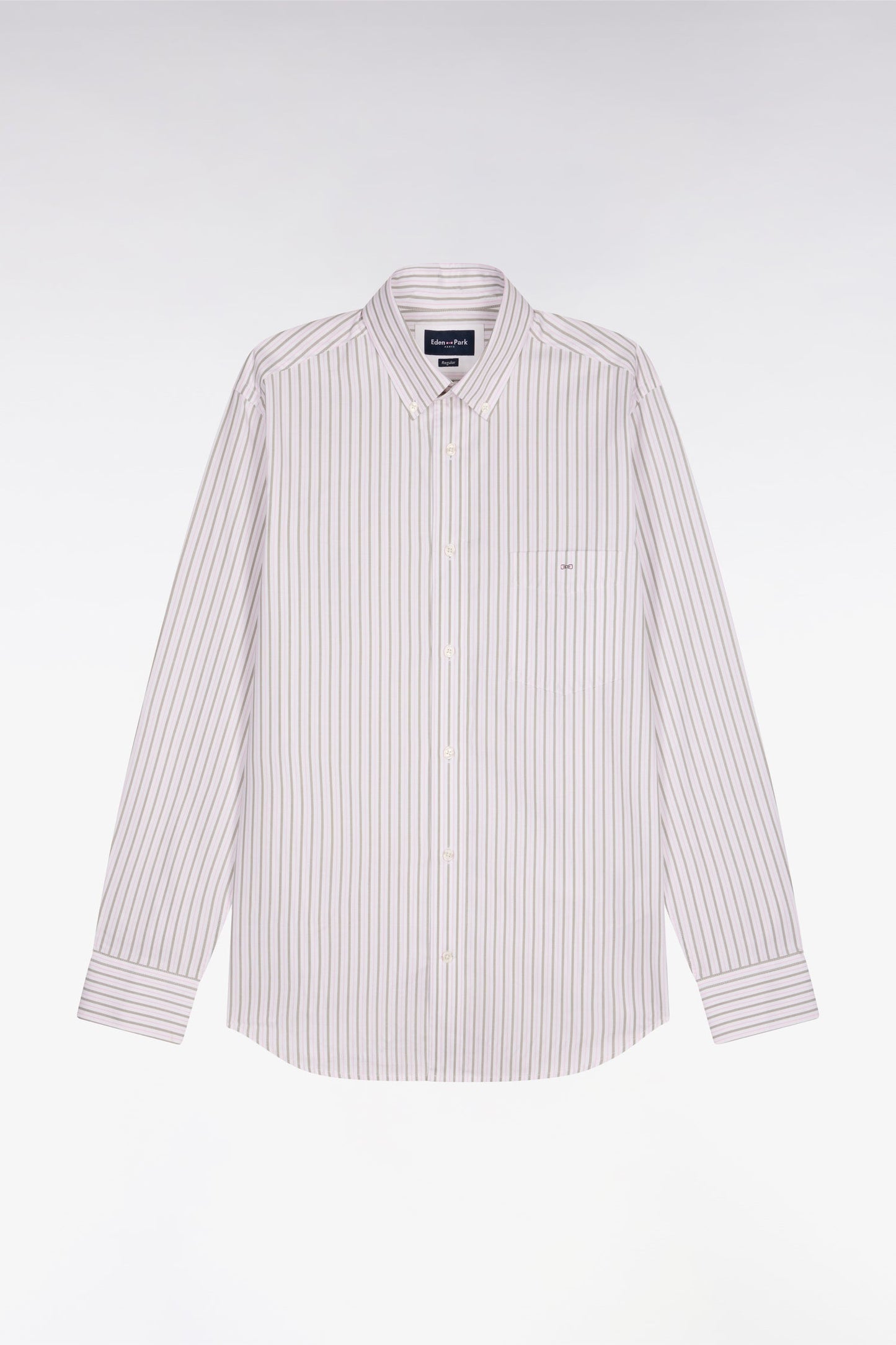 Chemise en coton pinpoint à rayures rose coupe regular