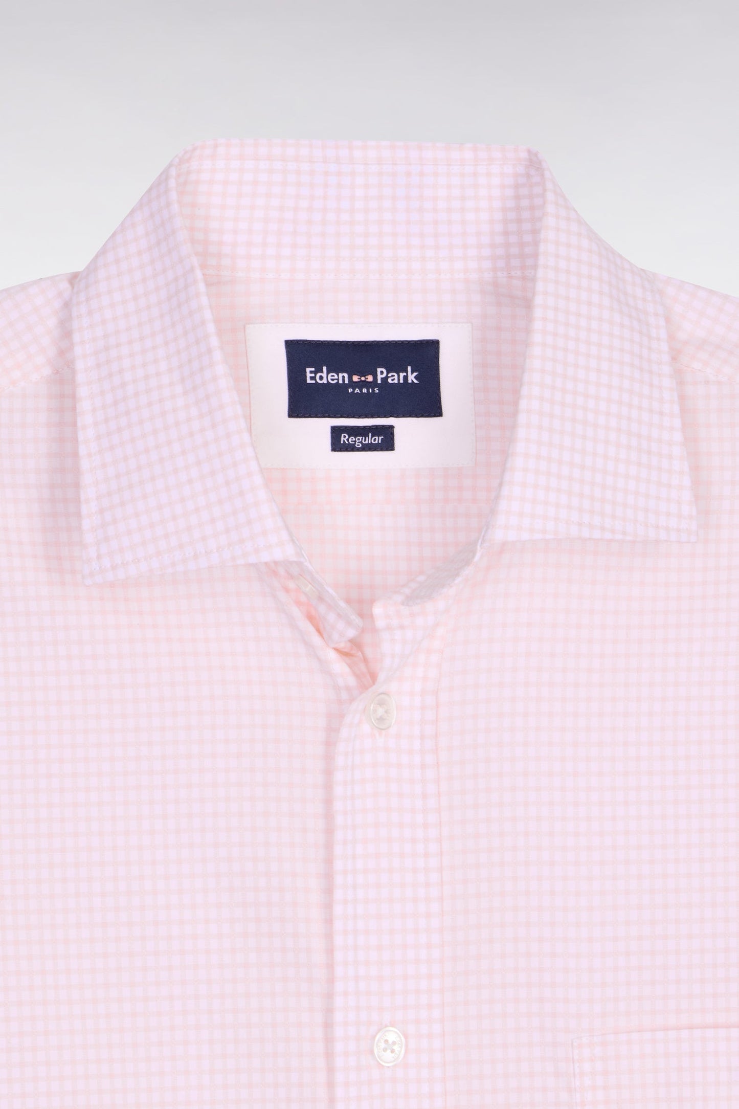 Chemise en coton dobby à carreaux rose coupe regular