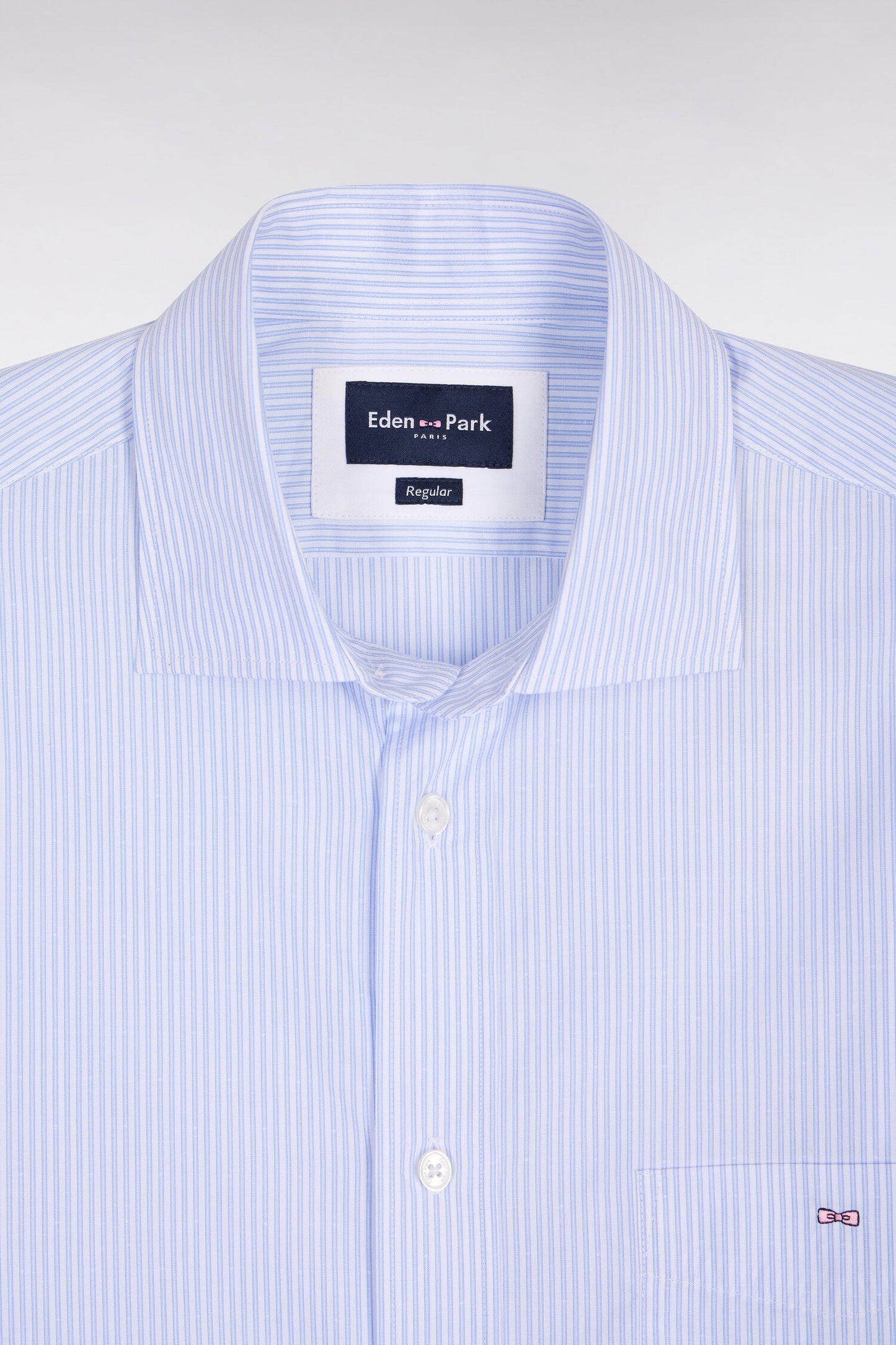 Chemise en coton dobby à rayures ciel coupe regular