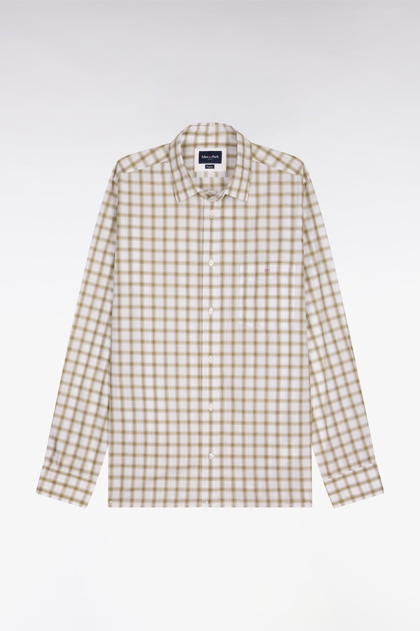 Chemise en coton à carreaux kaki