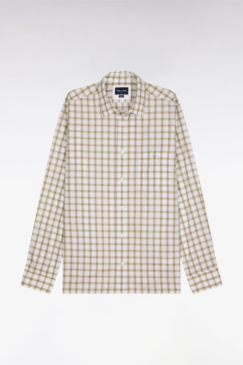 Chemise en coton à carreaux kaki - Image 2