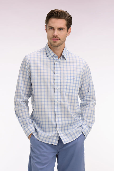 Chemise en coton à carreaux bleu - Image 3