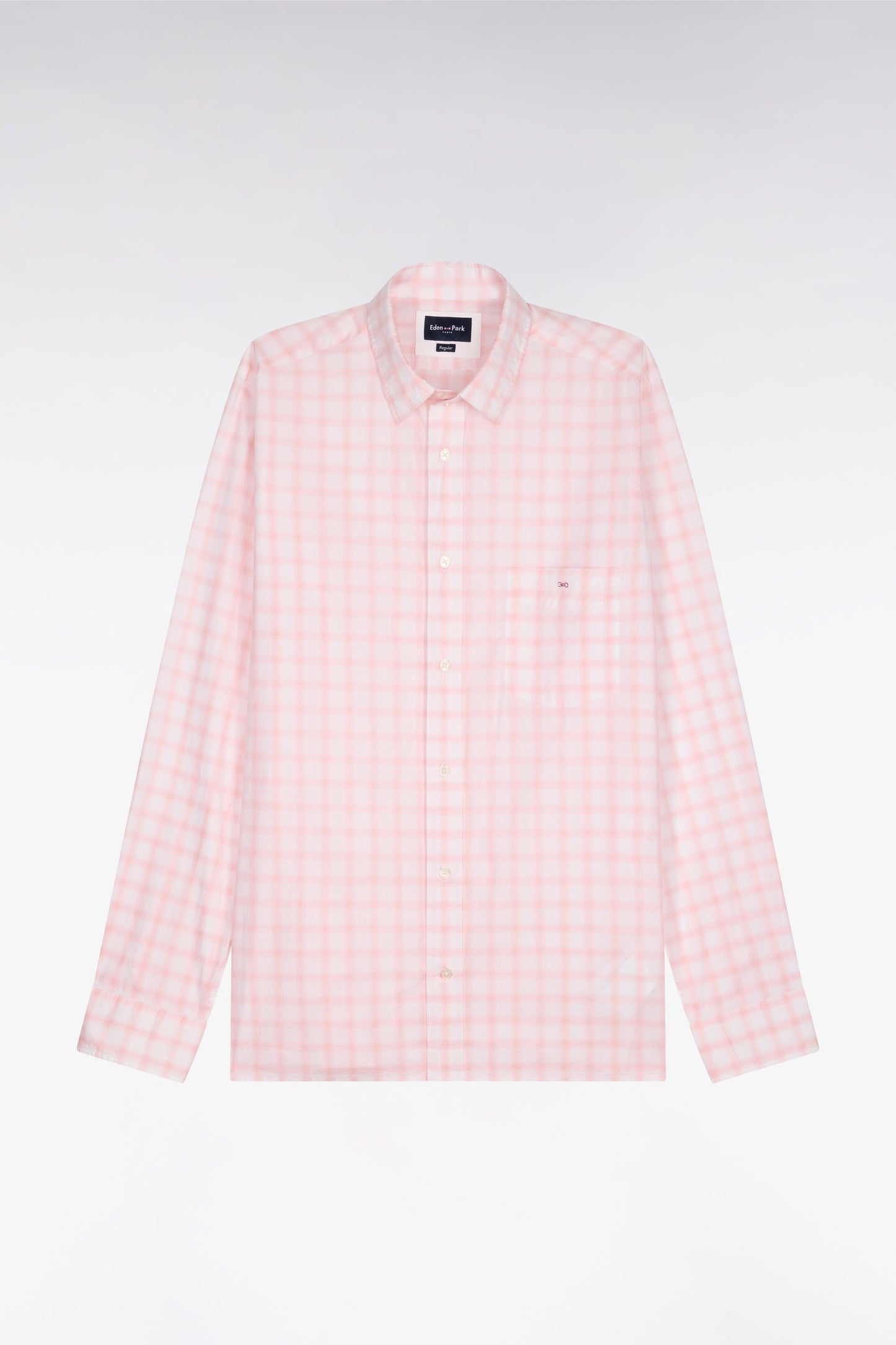 Chemise en coton à carreaux rose