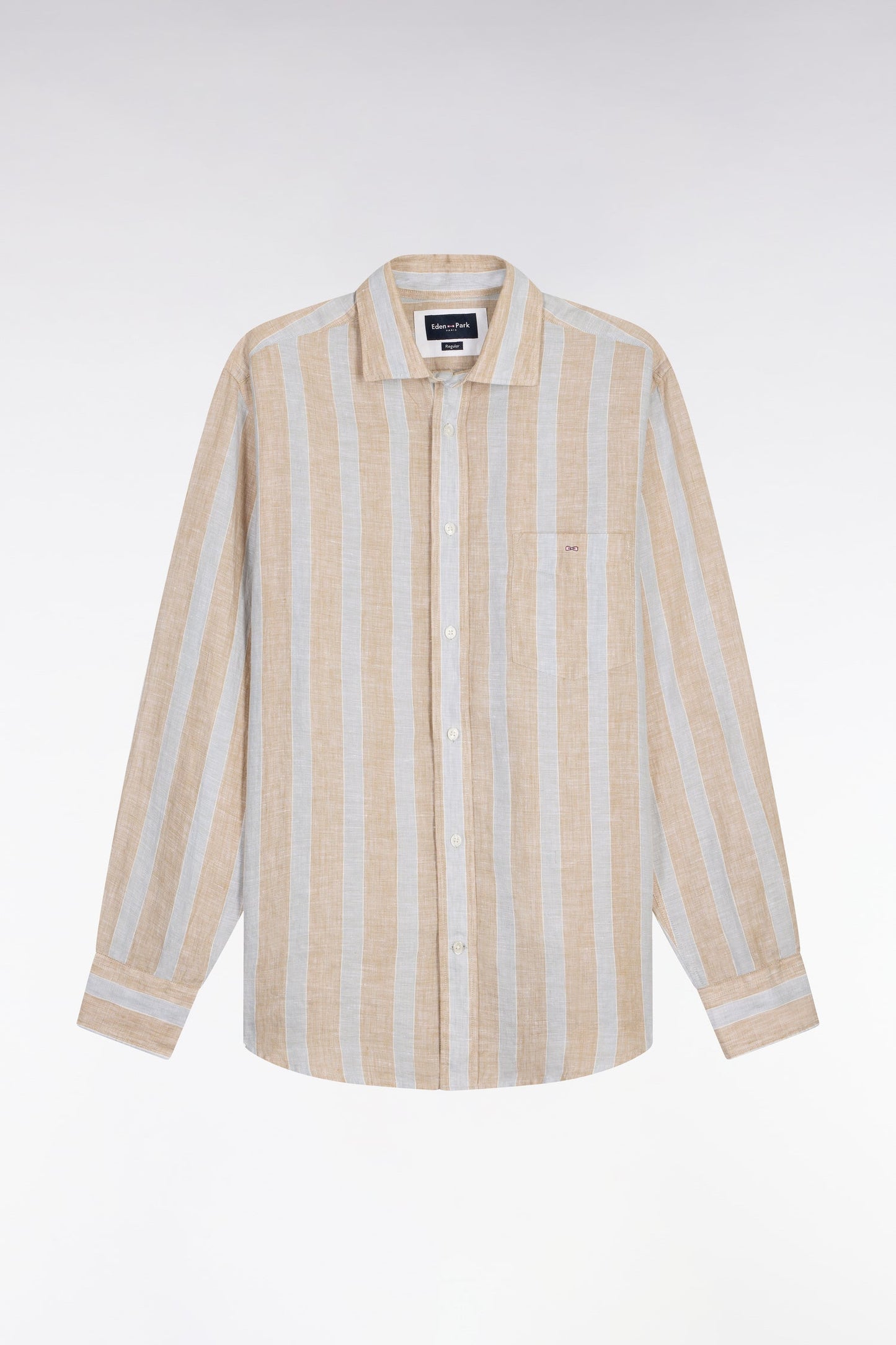 Chemise en lin gris clair à rayures bâtons