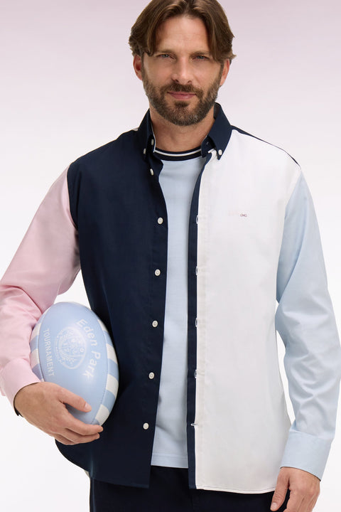Chemise en coton colorblock coupe regular - Image 1