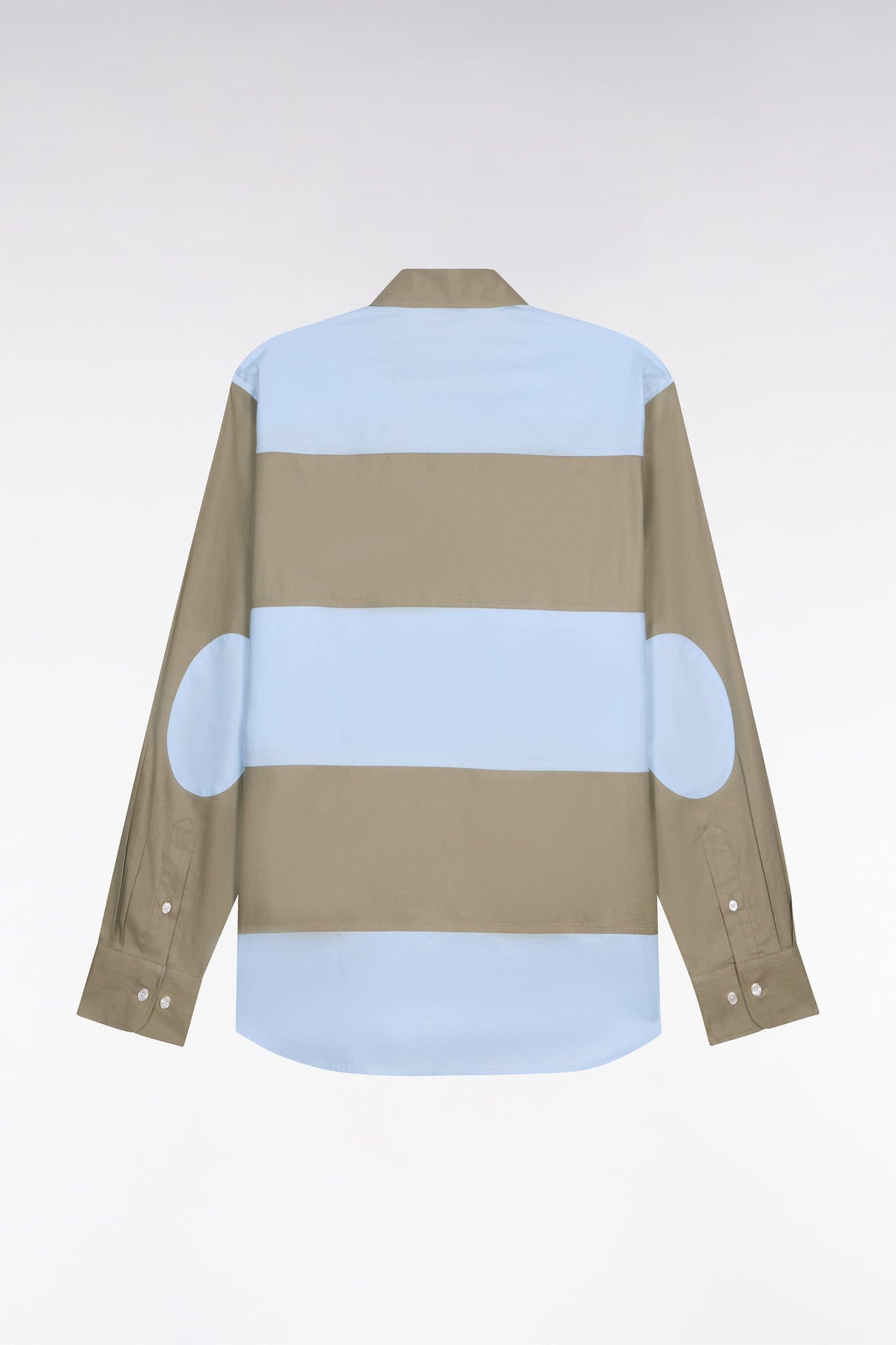 Chemise en coton à rayures rugby beige et ciel coupe regular
