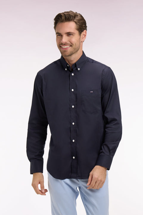 Chemise en coton mélangé marine coupe regular - Image 3