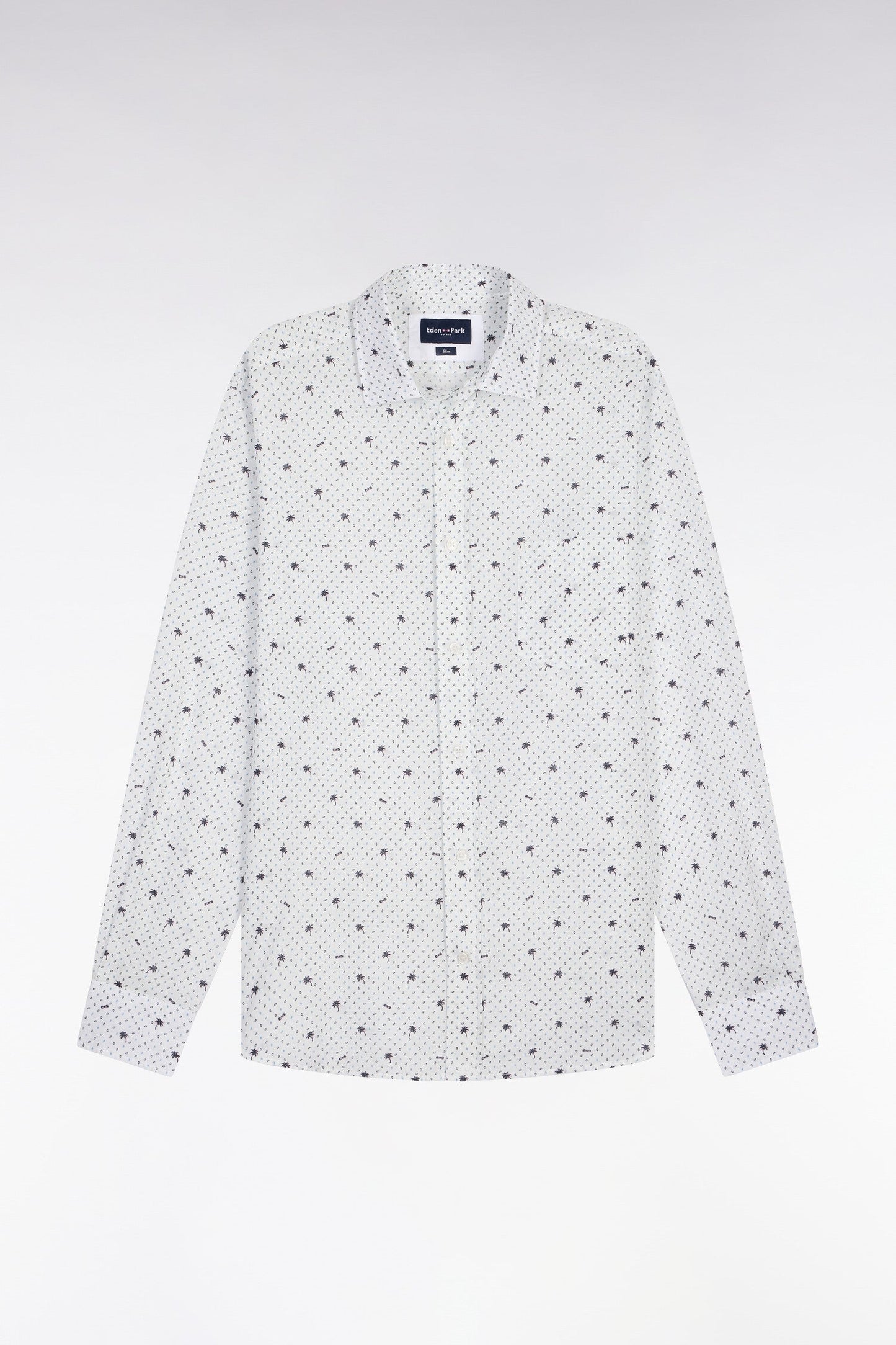 Chemise en coton blanche à micromotifs coupe slim