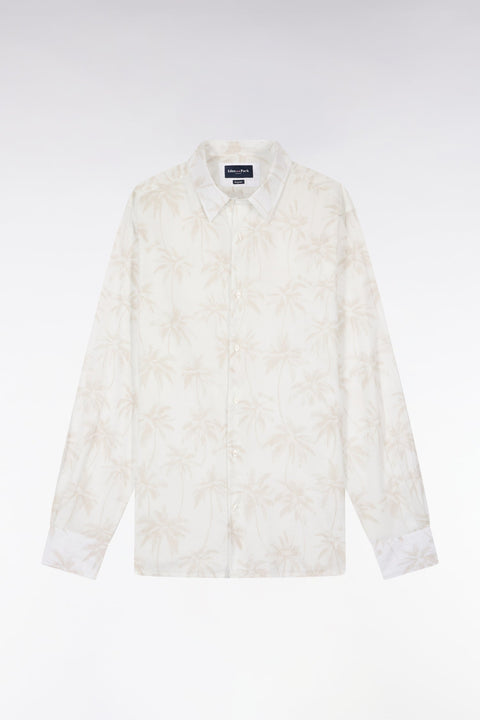 Chemise en coton blanche imprimé palmier beige coupe regular - Image 2
