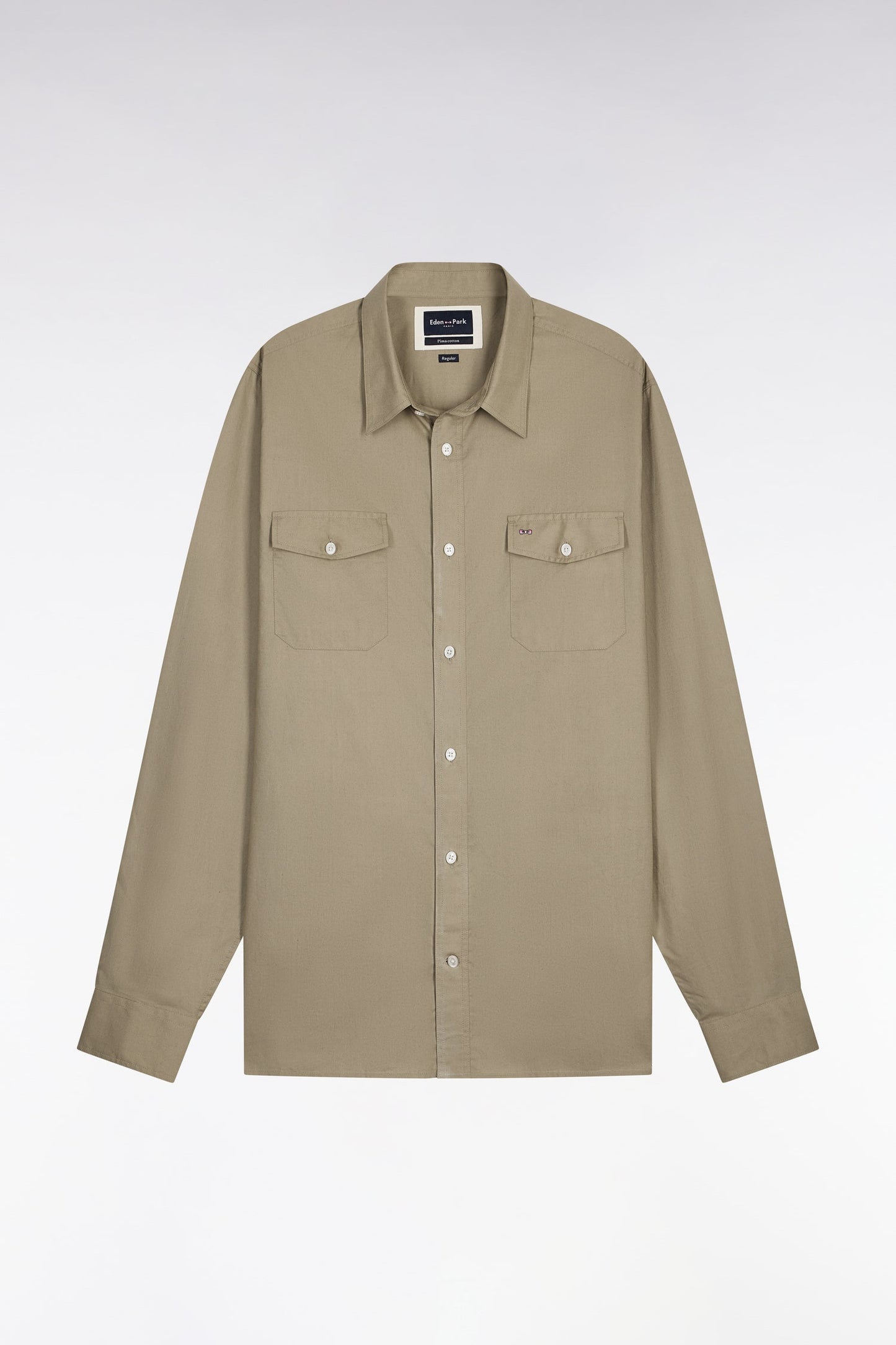 Chemise en popeline de coton Pima kaki coupe regular