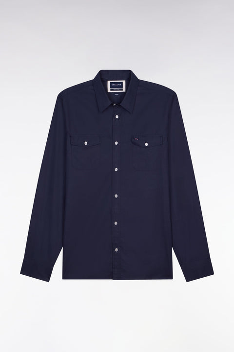 Chemise en popeline de coton Pima marine coupe regular - Image 2