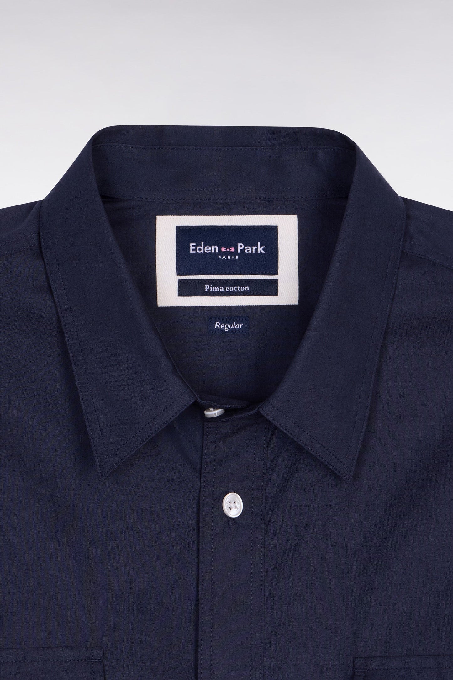 Chemise en popeline de coton Pima marine coupe regular