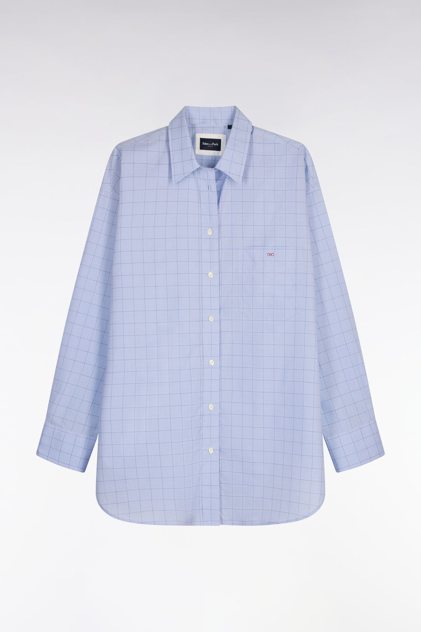 Chemise en coton ciel prince de Galles coupe oversized