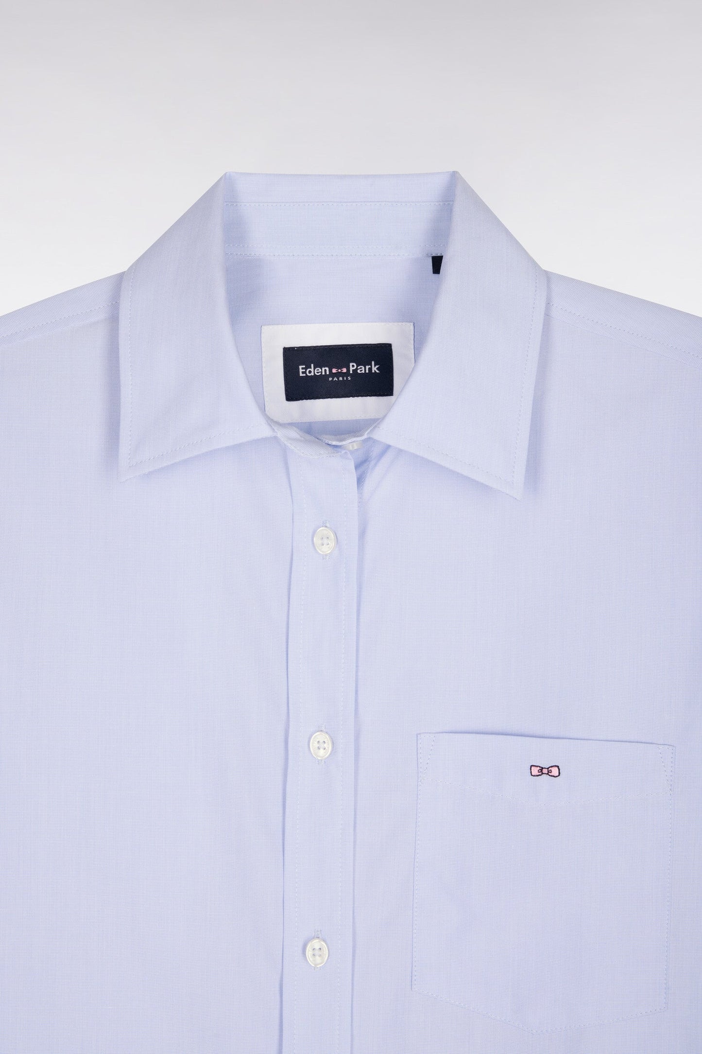 Chemise en popeline de coton ciel coupe slim
