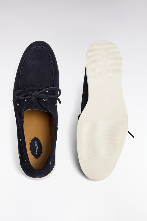 Mocassins en croûte de cuir suédé marine - Image 3