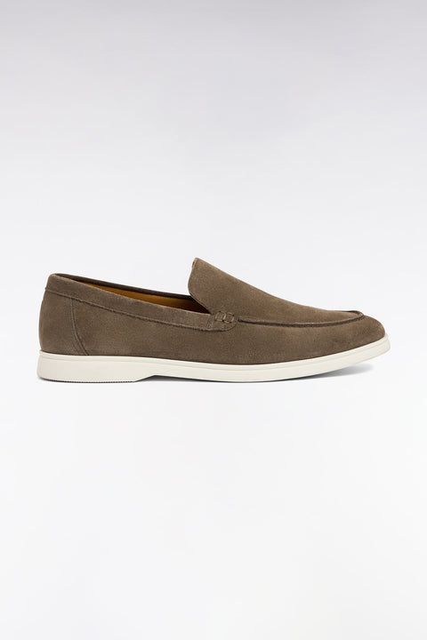 Chaussures bateau en cuir suédé gris - Image 1