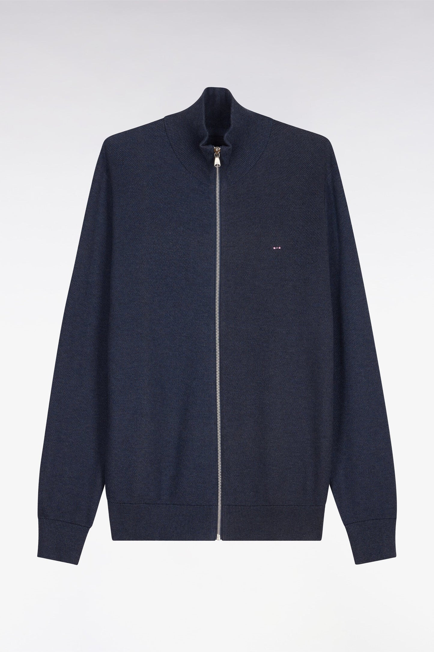 Cardigan zippé en coton bleu foncé