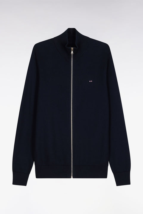 Cardigan zippé en coton marine - Image 2
