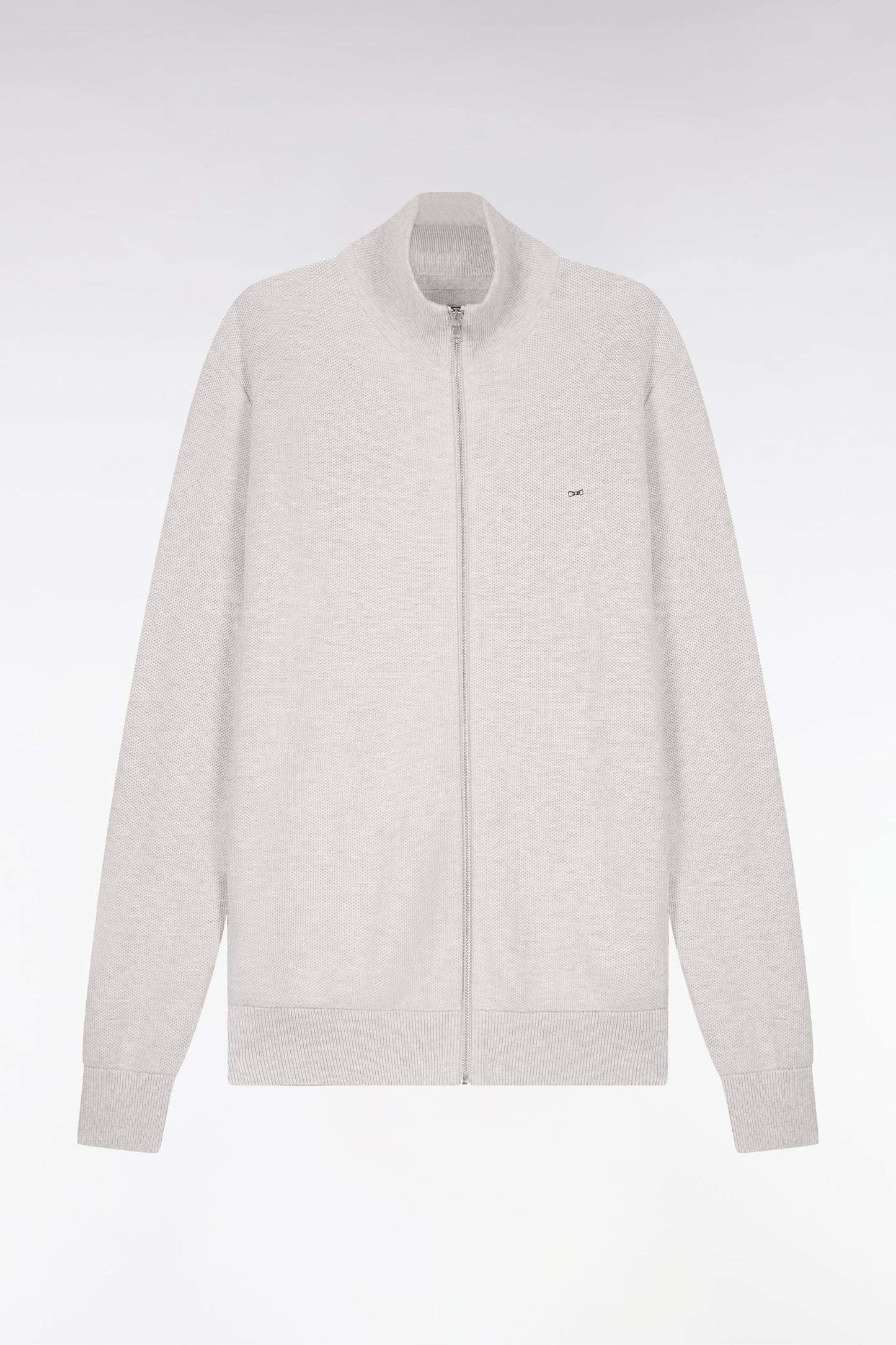 Cardigan zippé en coton gris clair