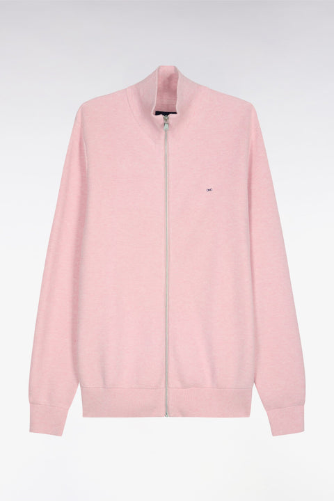 Cardigan zippé en coton rose - Image 2