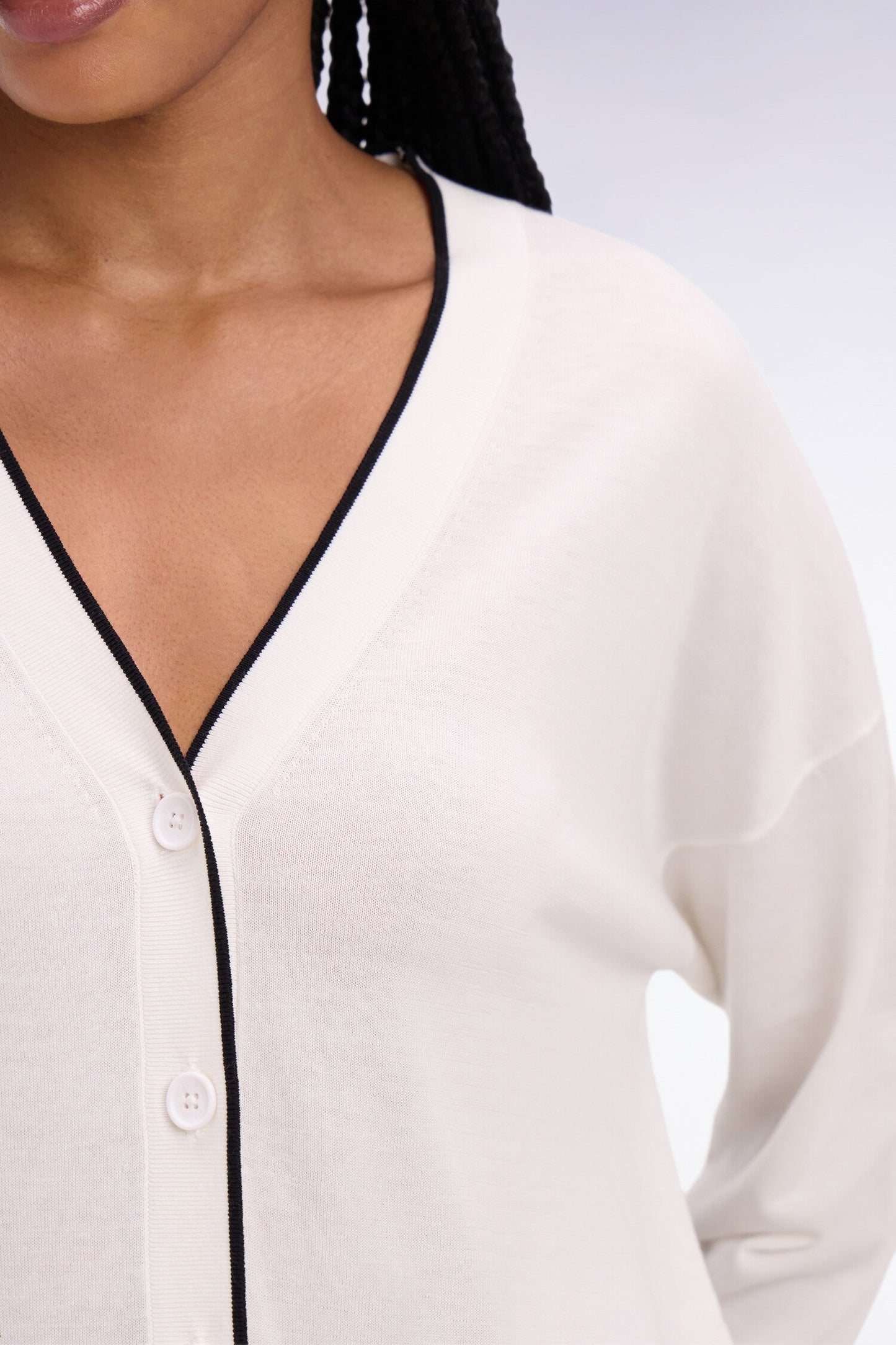 Cardigan boutonné col V blanc