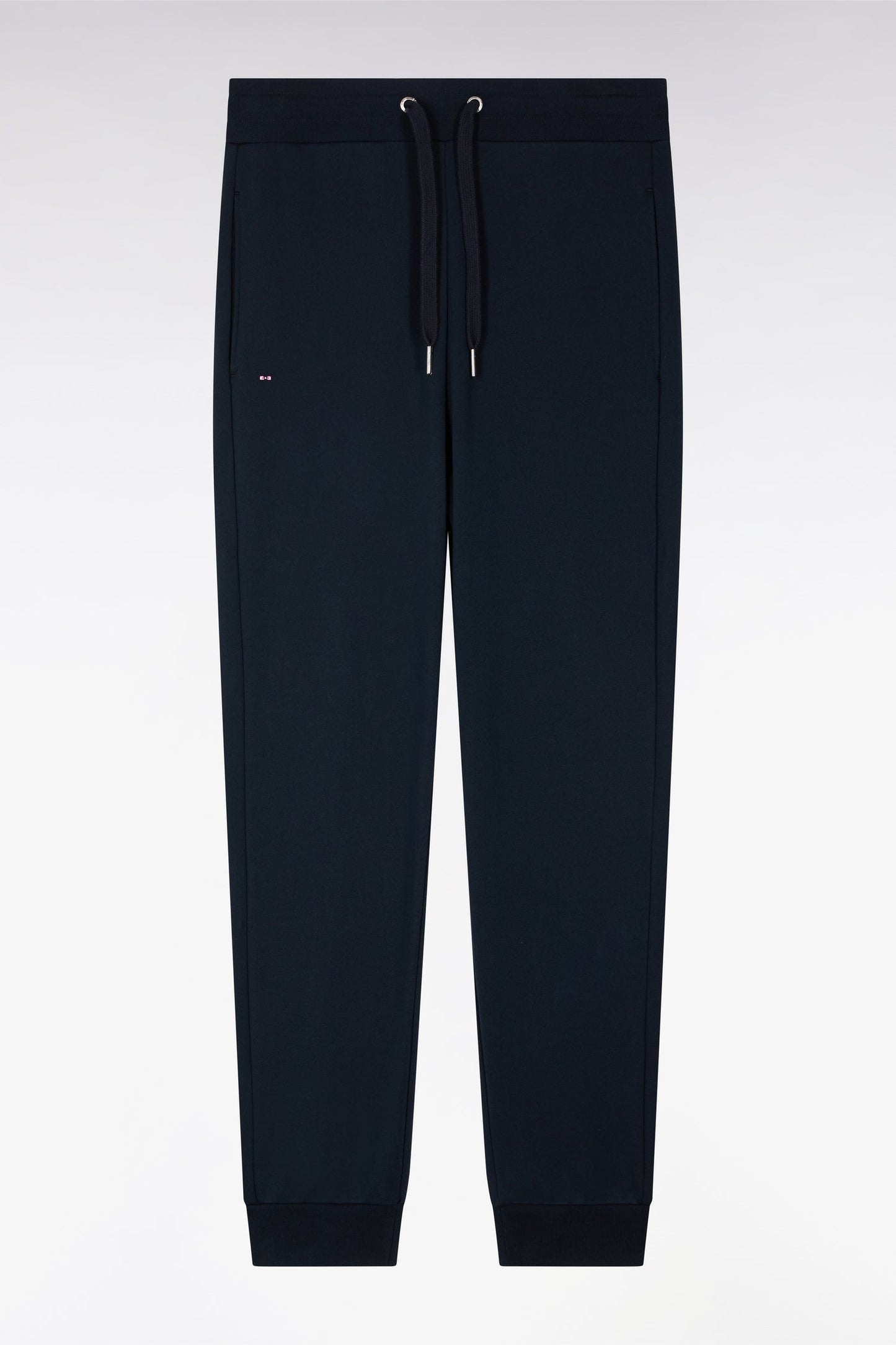 Jogging uni en molleton coton marine coupe regular