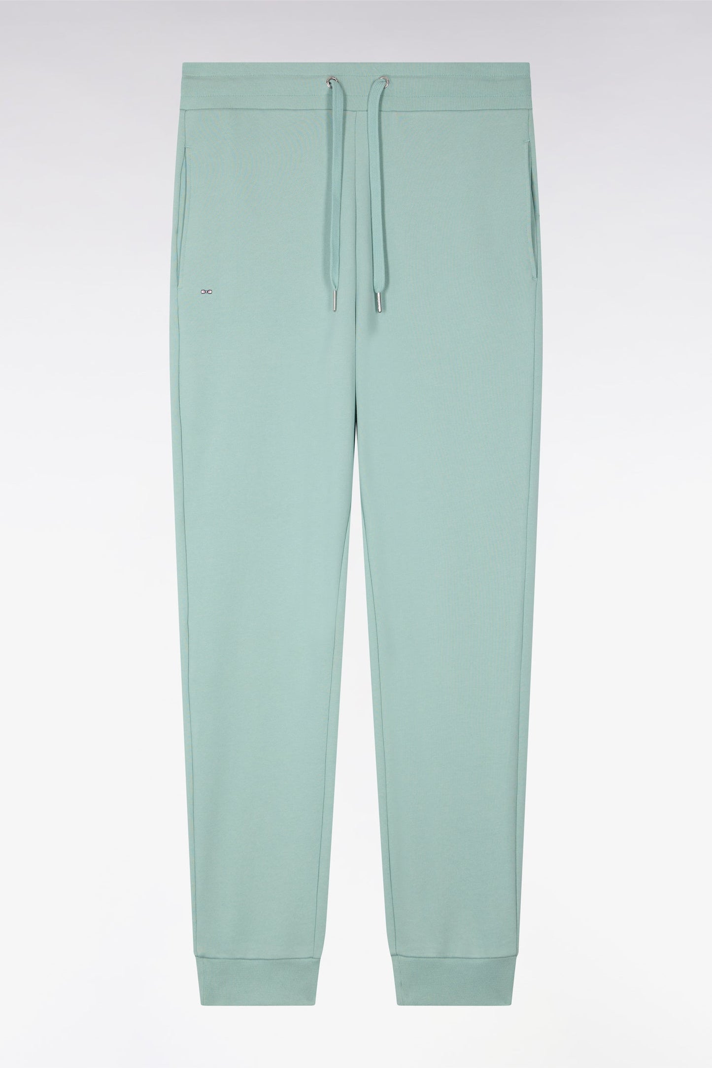 Jogging uni en molleton coton vert d'eau coupe regular