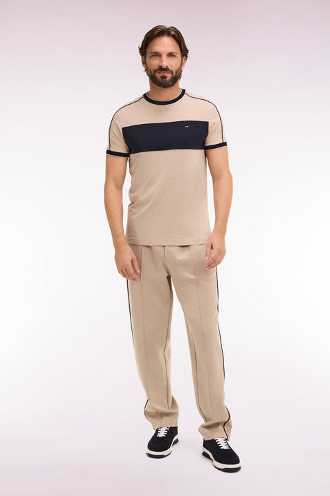 Jogging en coton mélangé beige coupe regular - Image 3