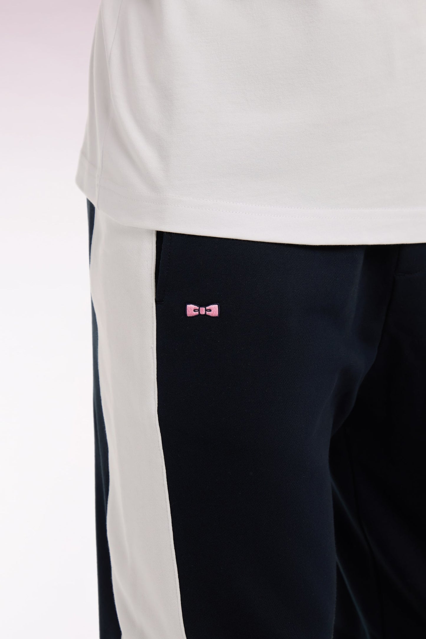 Jogging en molleton coton colorblock marine coupe regular
