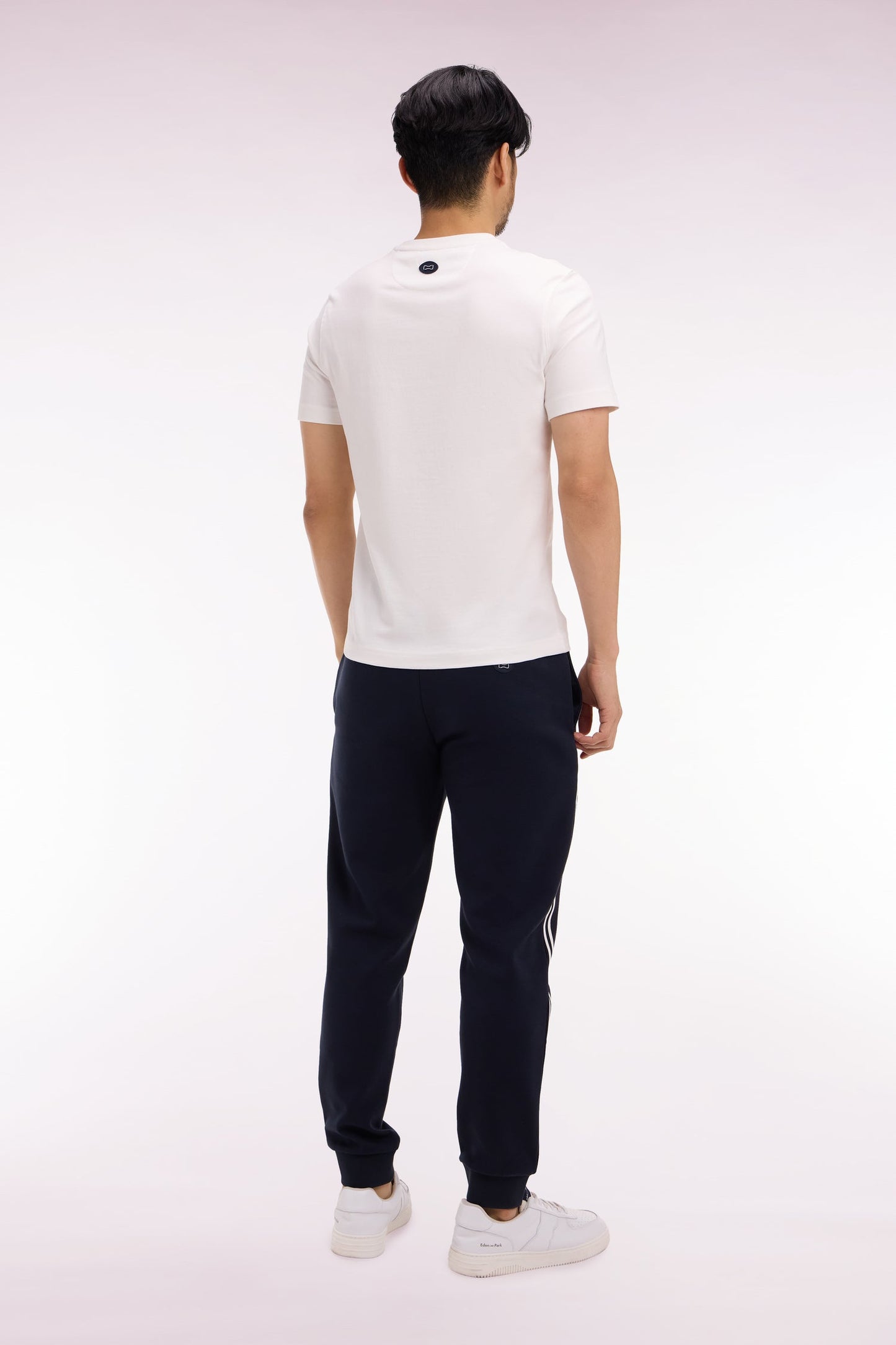 Jogging en coton mélangé marine à découpes contrastées coupe regular