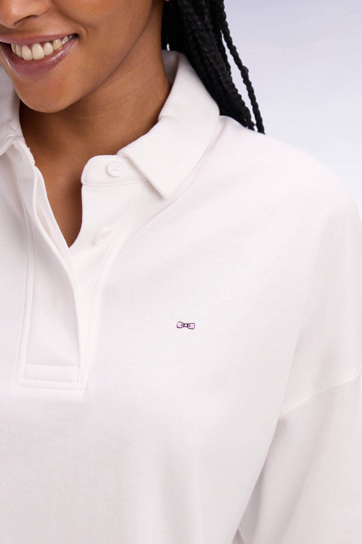 Maillot à manches courtes en coton Pima blanc coupe relaxed